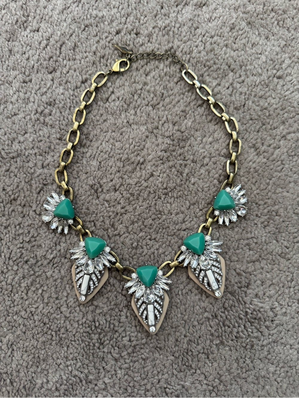 Green Statement Crystal Drop Necklace - Chloe & Isabel